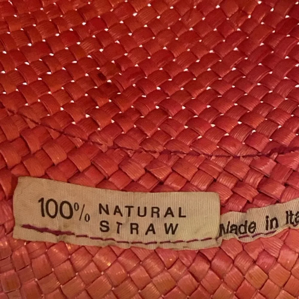 VTG, 💯 Natural Strew Made In Italy Elegant Chic Women’s Hat Pink And Tan